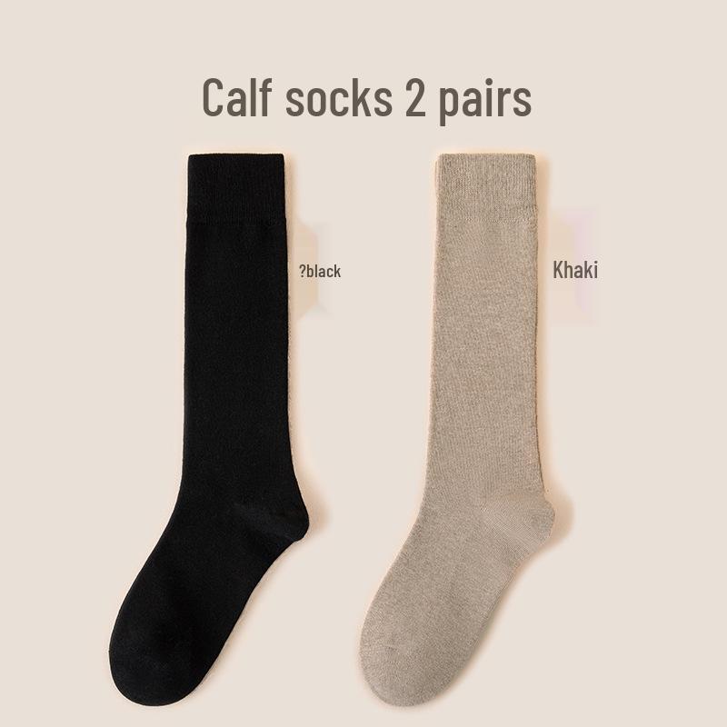 Women's Premium Cotton Mid-Calf & Thigh-High Socks: Versatile for All Seasons, Black