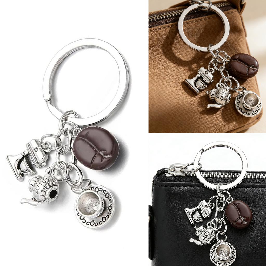 Cartoon Coffee Themed Key Holder With Detailed Bean Design Functional Fashionable Daily Charm Enhancement