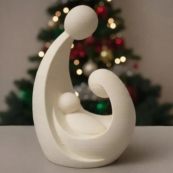 Family of 3 Figurine 3D Printed Parents And Kids Statue Modern Sculpture for Living Room Bedroom Shelf TV Stand Decor