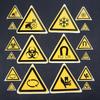 5Pcs Warning Signs Stickers Safety Labels Water Oil-Proof Mechanical Laser Chemical Security Logo Tags Teaching 2.5cm/5cm/10cm