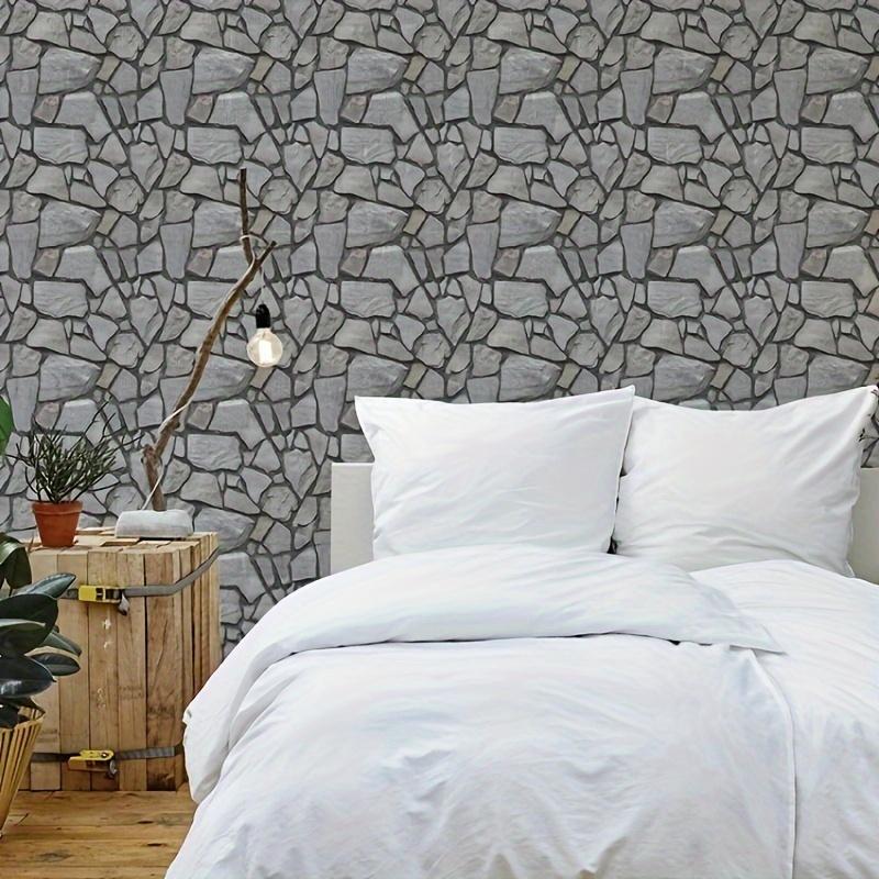 10pcs 3D Peel and Stick Wallpaper,Faux Stone Tiles Stickers,Self-Adhesive Brick Grain Wall Paste,for TV Background Home Decor