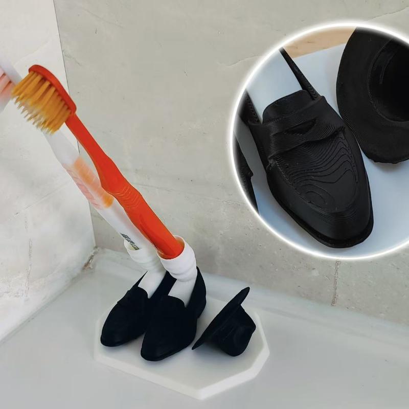 Suport de periuțe de dinți în formă de Moonwalk Textură fină Pentru decorarea băii Ornament artistic creativ Cadou drăguț pentru casă gray
