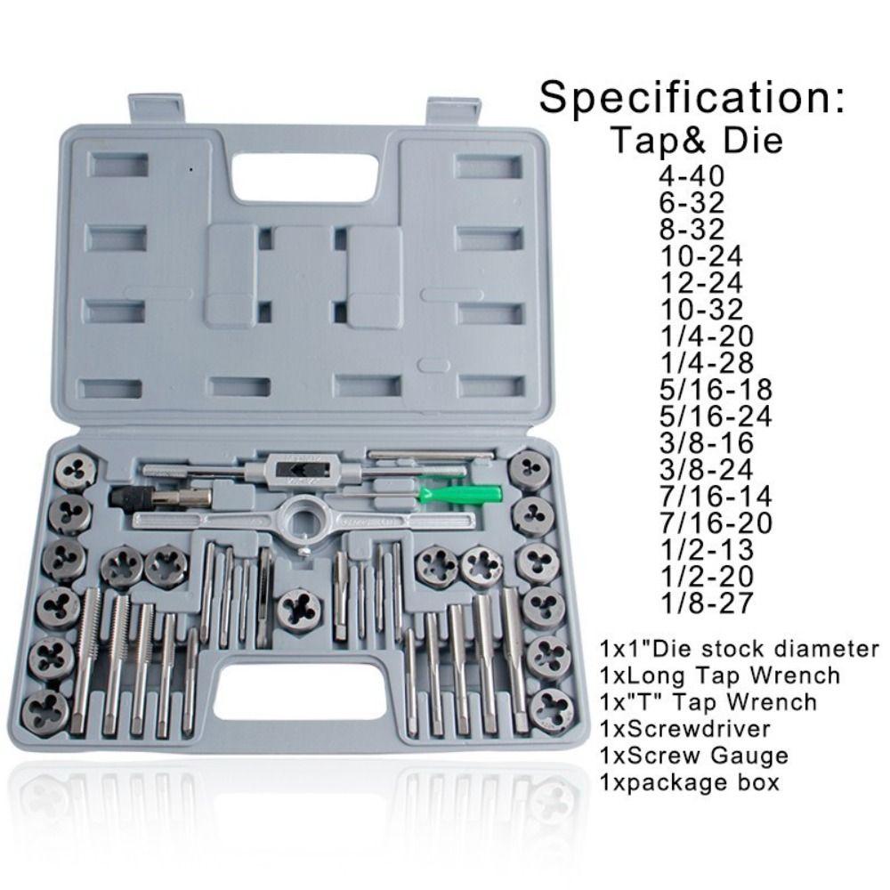 40pcs Metric Tap And Die Set Alloy Steel Threading Tool Kit New Hand Tapping Tools