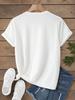 White Crew Neck Palm Sunset Print Lightweight Knit Fabric Cute Vacation Vibe Versatile Summer Casual Daily Tops Multicolors
