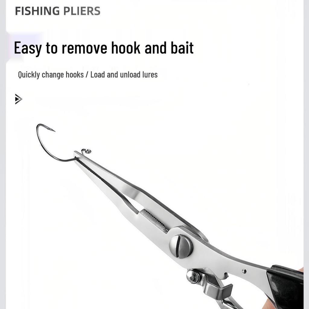 Stainless Steel Multi-Function Fishing Pliers with Line Cutter and Hook Remover