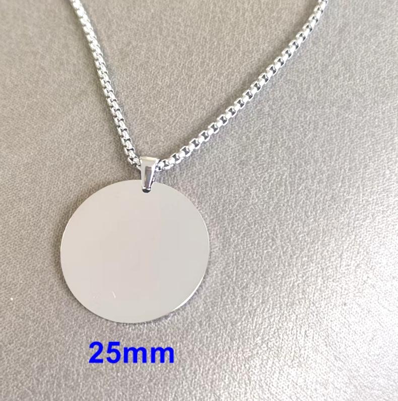 10pcs Mirror Polish Stainless Steel Round Blank Pendant Necklace Minimalist Zircon Men's and Women's Necklace Zircon Gift