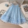 Summer Girls Sequin Tulle Sleeveless Princess Dress Kids Party Tutu Gown For Little Girl Birthday Celebration Outfit