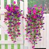 2pcs Outdoor Courtyard Simulation Flower Eucalyptus Morning Glory Silk Flower Home Wedding Decoration Wall Hanging Vine Flower Vine
