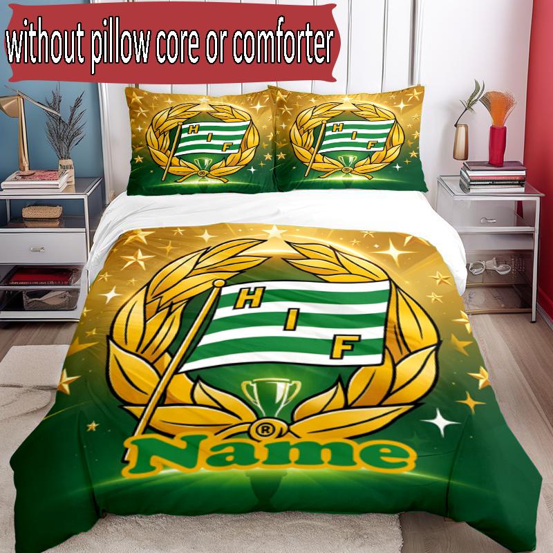 3pcs Duvet Cover Set (1*Duvet Cover + 2*Pillowcase, Without Core), Custom Name Hammarby IF Pattern Bedding Set, Home Bedroom Decor Gift