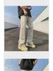 Men's Black Buttoned Combat Pants - American High Street Style, Trendy Workwear for Spring & Autumn, Handsome Flared Design