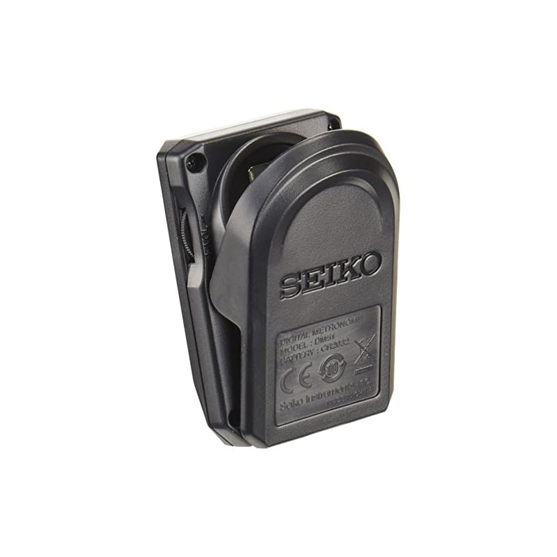 SEIKO DM51B Clip-on Digital Metronome, Black. Features a rotary volume control for adjusting volume and muting.