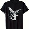 Men'S Retro Bass Guitar Graphic T-Shirt Soft Crew Neck Short Sleeve Tee with Print Music-Themed Casual Summer Wear Men Clothing