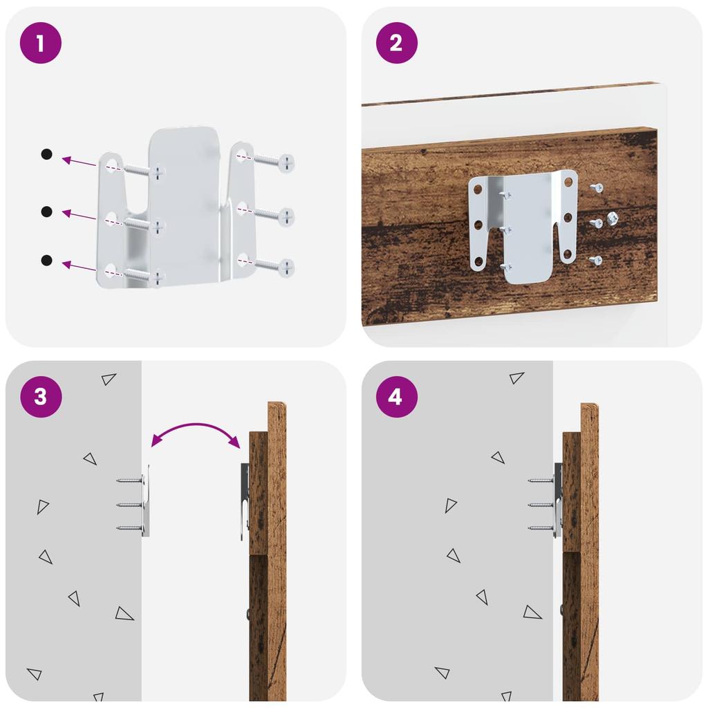 Wall Mounted Headboard BREDA Reclaimed Wood Engineered Wood