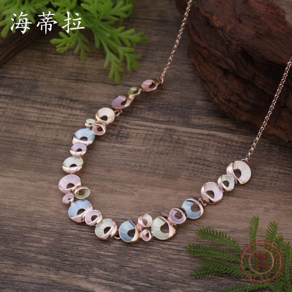 New Enamel Color Hollow Flower Alloy Necklace, Women's High Sense Irregular Small Flower Necklace