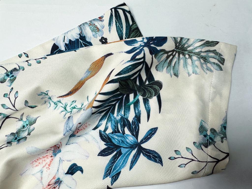 Women's High-Waisted Floral Print Wide-Leg Pants, Casual Loose-Fit Trousers for Summer