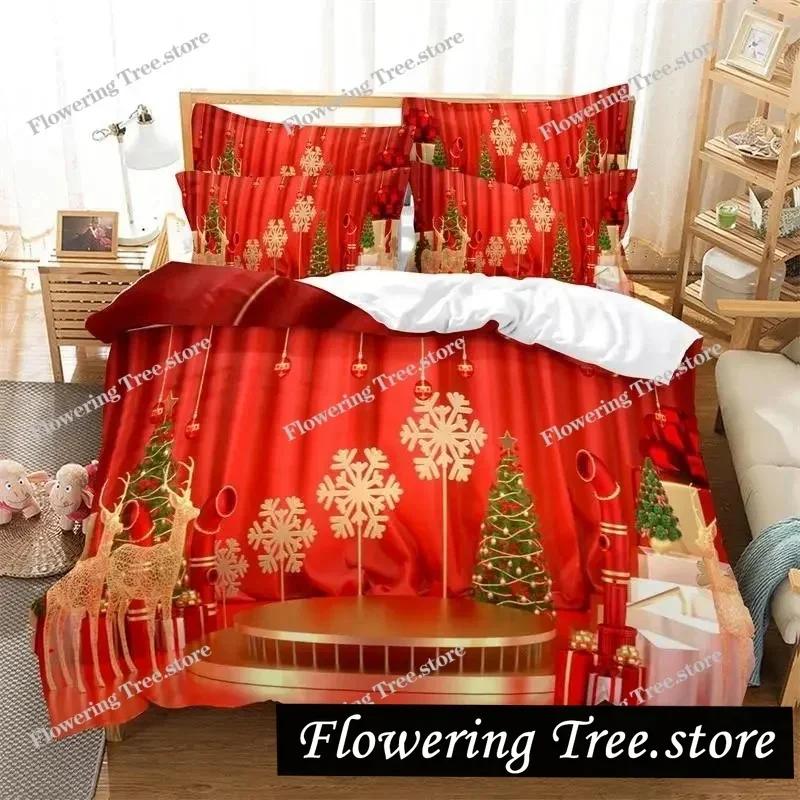 Merry Chrismas Santa Bedding Set Boys Girls Twin Queen Size Duvet Cover Pillowcase Bed Kids Adult Fashion Home Textileextile029