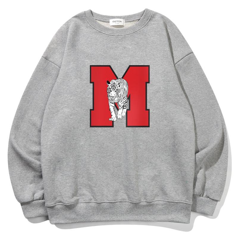 Yda White Tiger Oversized Sweatshirt_Ot3D014Gy Gray/M