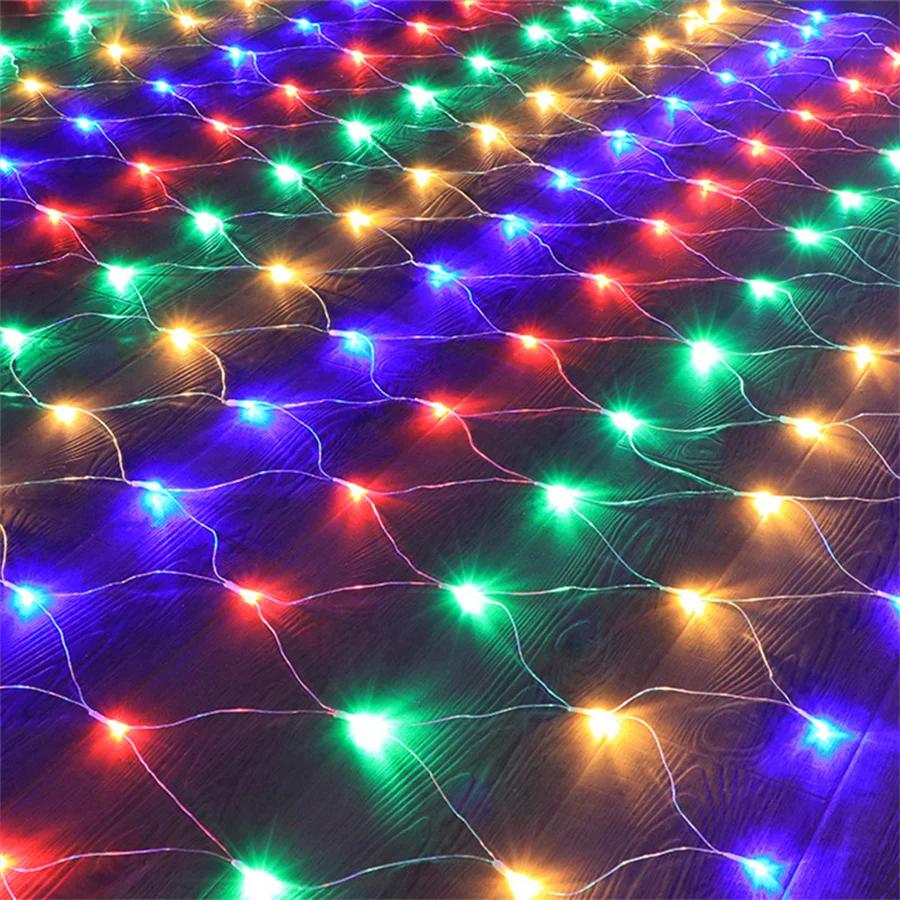 3X2M 200 Christmas LED Net Lights Outdoor Net Mesh Tree-Wrap Light Window Wall Hanging Garland Light for Party Camping Decor
