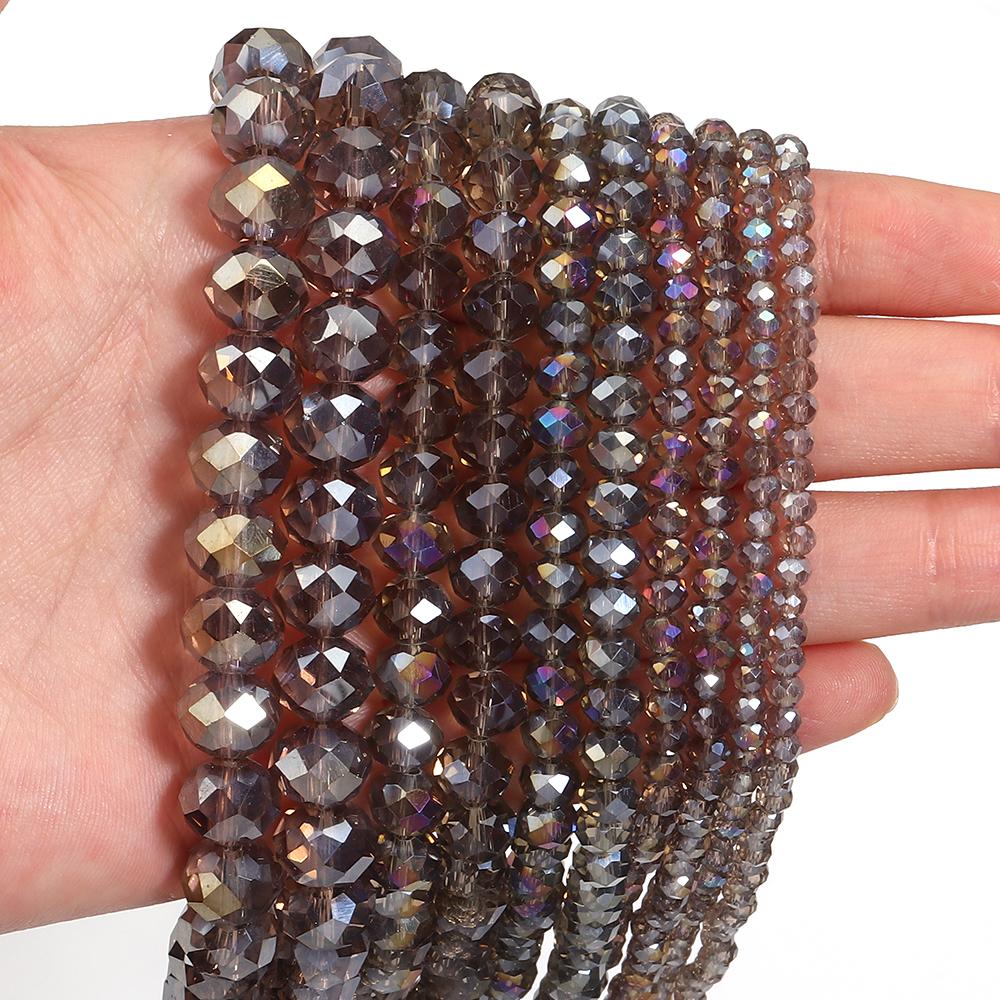 1 Strand 3/4/6/8/10mm Faceted Crystal Beads Brown Glass Loose Spacer Beads For Jewelry Making DIY Necklace Bracelets Accessories