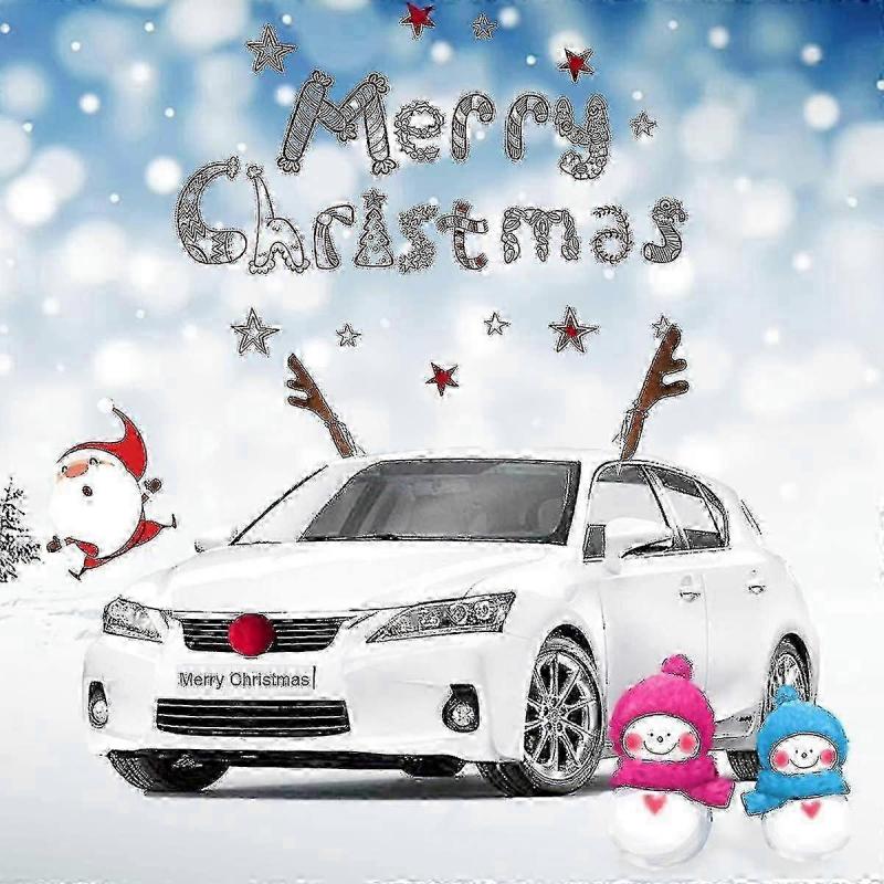 2025 Reindeer Christmas Antlers for Cars - Car Kit with LED Lights, Nose, Tail, Top & Grille, Rudolph Reindeer