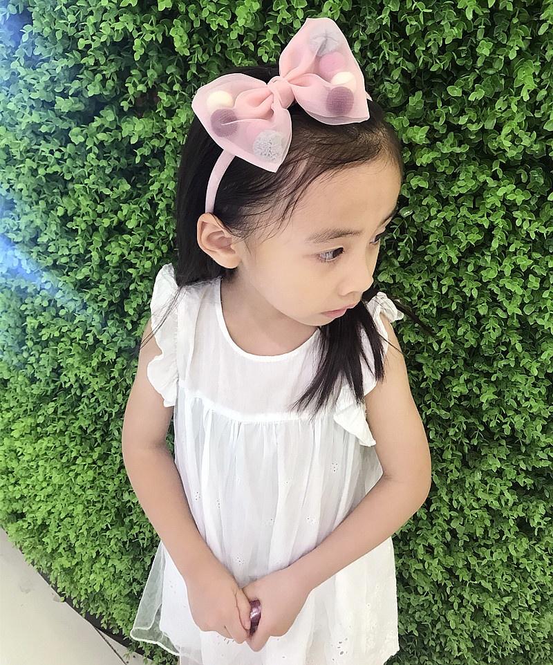 New Large Bowknot Hair Ball Hoop Fashion Simple Mesh Hair Hoop Children Headwear