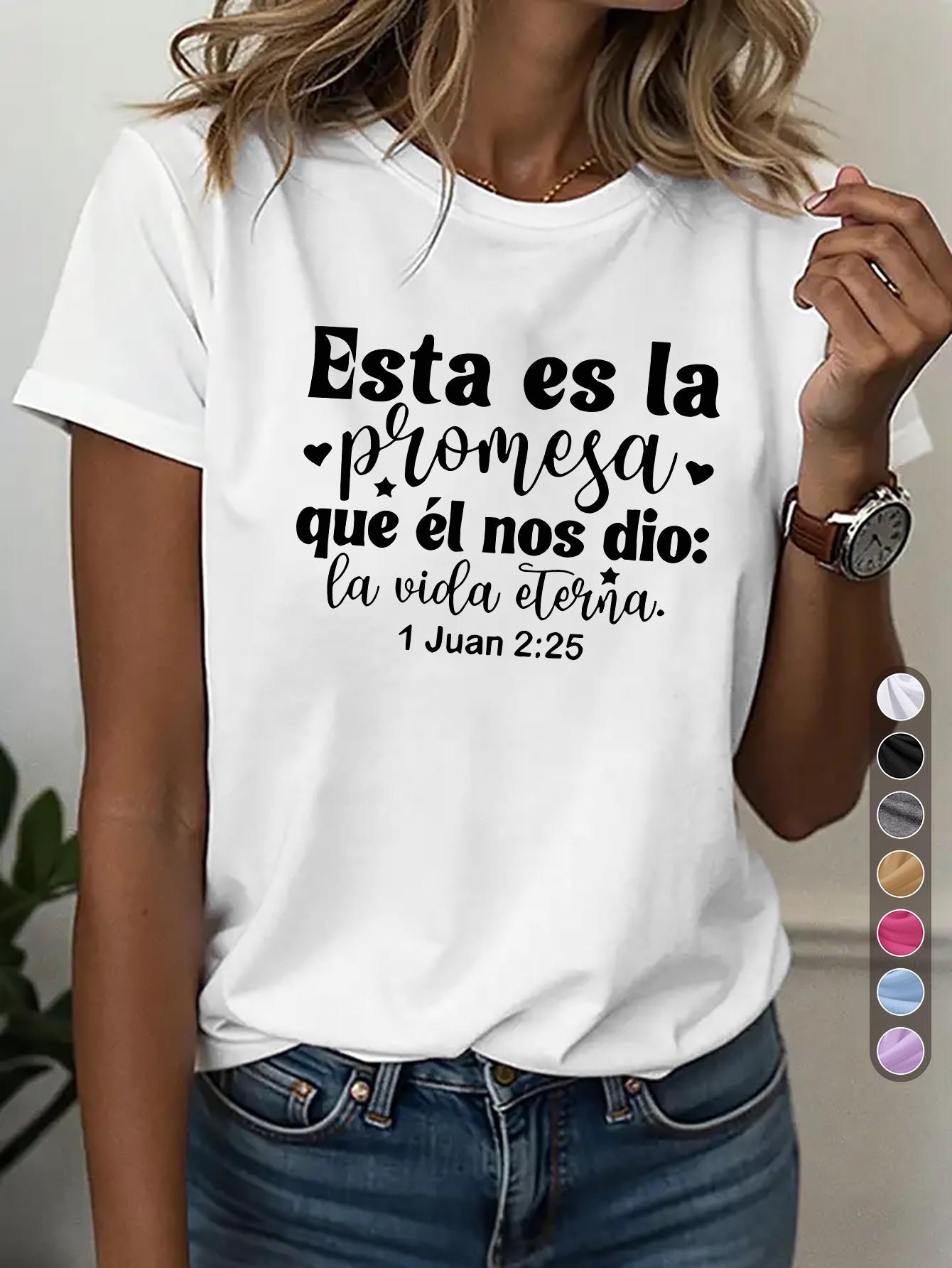 

European sizes Casual Top with Bible Verse Print, Comfortable Casual Attire for Church, Prayer, Christmas Gift for Believers (High-Elasticity) 4XL