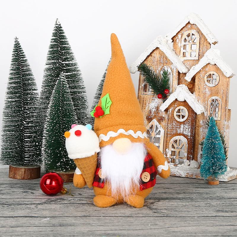 Gingerbread Man Gnome Ornament - Faceless Christmas Doll Decor