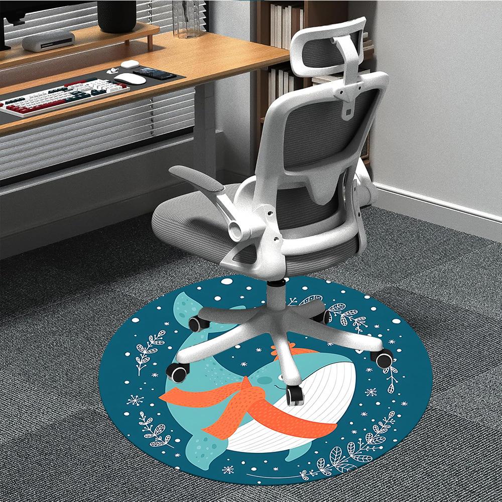 1 szt. Okrągły dywanik zimowy z wielorybem, do biura, pod krzesła biurowe, do sypialni, salonu, wystrój domu, dekoracja pokoju