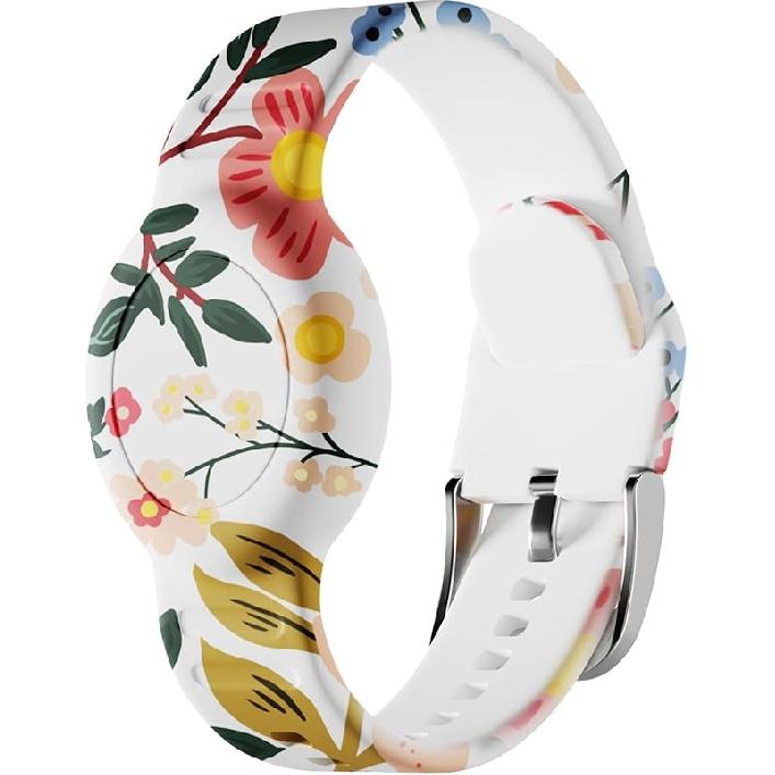 for AirTag Bracelet for Kids, Waterproof Cute Print for Air tag Holder for Kids with Soft Silicone Full Coverage Anti-Lost Hidden for Airtag