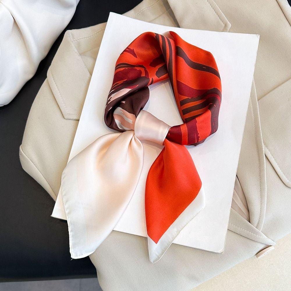 Square Lily Scarves Wrap Polyester Women Satin Hijab Fashion Silk Hair Bands Female Accessories