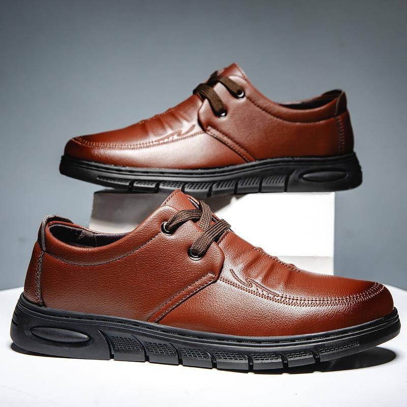 Men's Casual Leather Shoes New Simple Casual Soft-soled Men's Shoes Low-top Comfortable Business Men's Leather Shoes