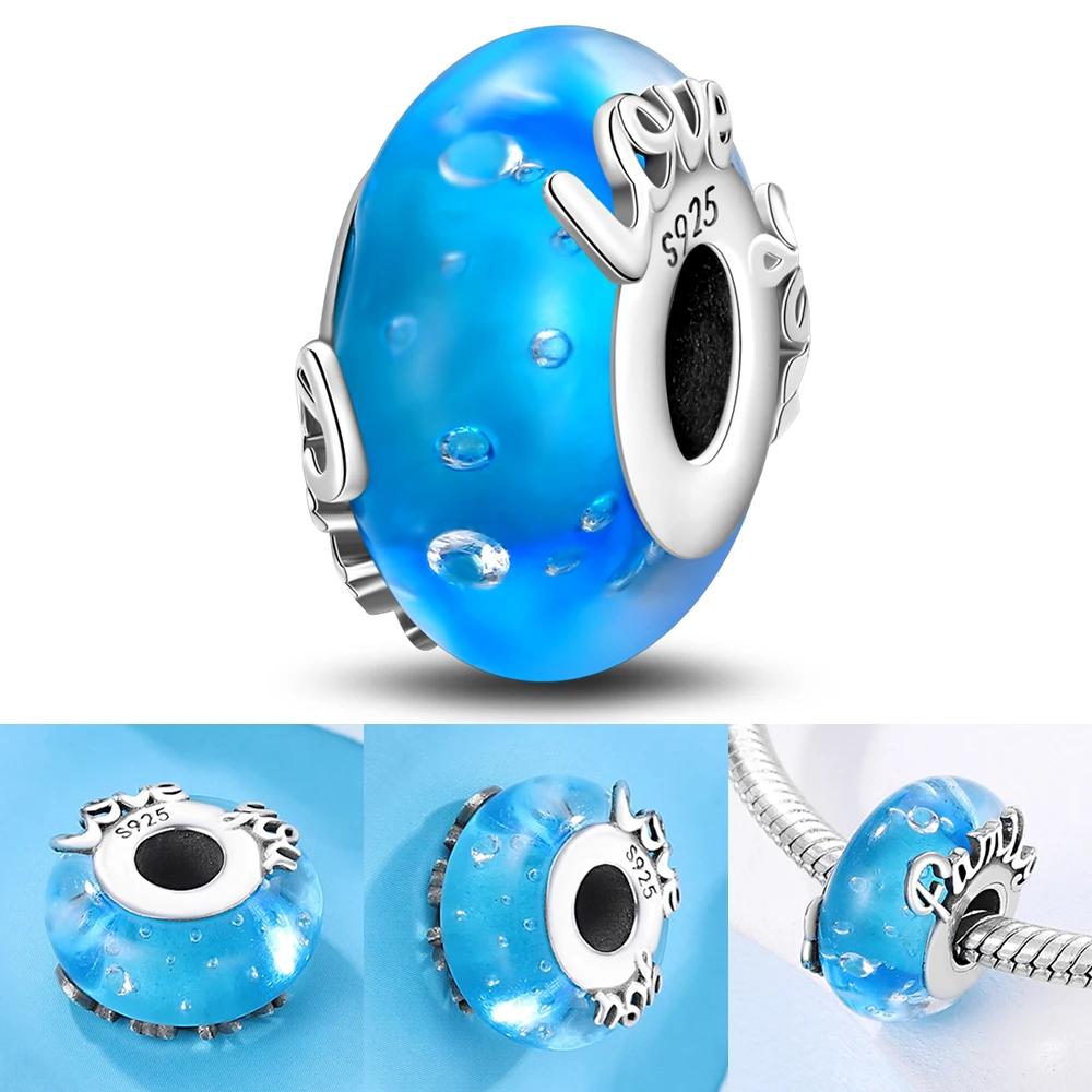 New Copper Colorful Flower Murano Glass Charm Fit Original Bracelet Necklace Heart Murano Glass Diy Fine Jewelry