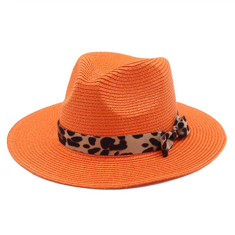 Spring/Summer Panama Hat Yellow Belt Accessories Straw Top Hat Beach Breathable Casual Jazz Hat Straw Hat