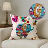 Set of 5 Polycotton Cushion Covers – 16x16 Inches – Multicolor Elephant & Jungle Print – Playful Cushion Covers for Kids Room