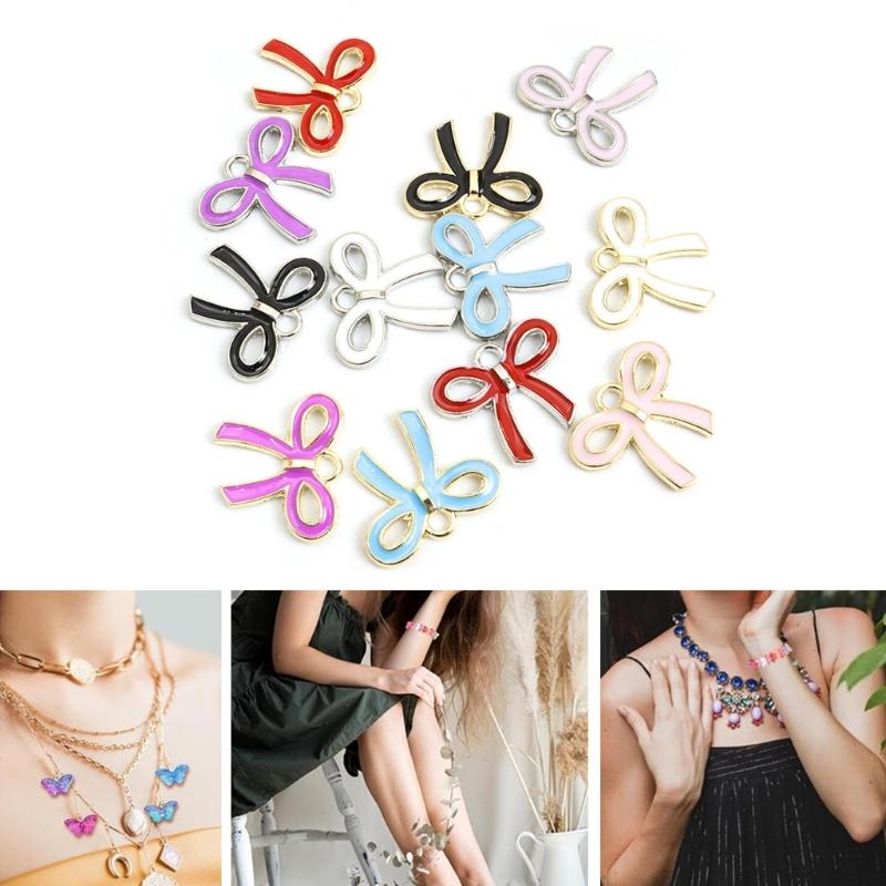 100Pcs Butterfly Knot Hairpiece Accessories Bowknot Pendant for Bracelet Necklace Clothing Embellishment for Daily Use