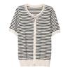 Stylish Summer Knitted Striped Tops: Short-Sleeve T-Shirts for Middle-Aged and Elderly Moms 2026