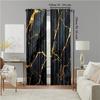 2 Pcs, Versatile Polyester Transparent Curtains for Home Decoration Black Marble Print for Use In Bedrooms and Living Rooms