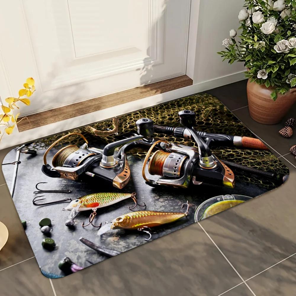 1pc Rapala Fishing Enthusiasts Bathroom Absorbent Mats Anti-Slip Mats Home Decor Supplies Carpets Home Kitchen Floor Mats
