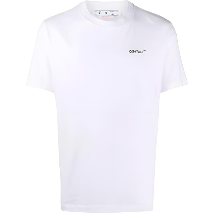 OFF WHITE Tekstowe Logo Caravaggio Święty Hieronim Piszący Strzały Dopasowany Krój Koszulka OMAA027C99JER0030110
