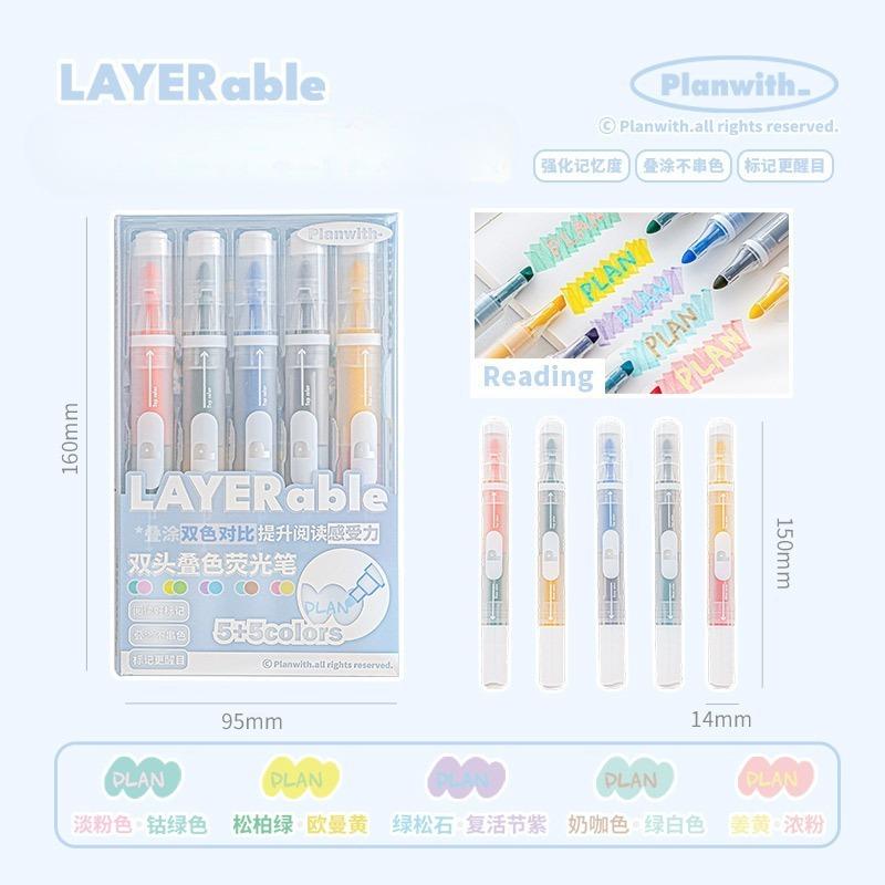 Planwith Friends Program, double-ended color pen, non-color 10-color highlight marker, student marker