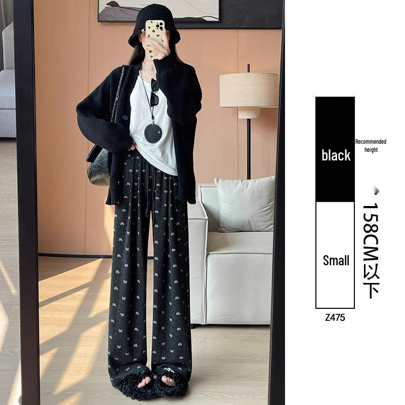 

Design Sense Women s High Waist Printed Drapey Bow Pants - Floor-Length, Petite 145, Spring/Autumn Casual XL 121-130 lbs