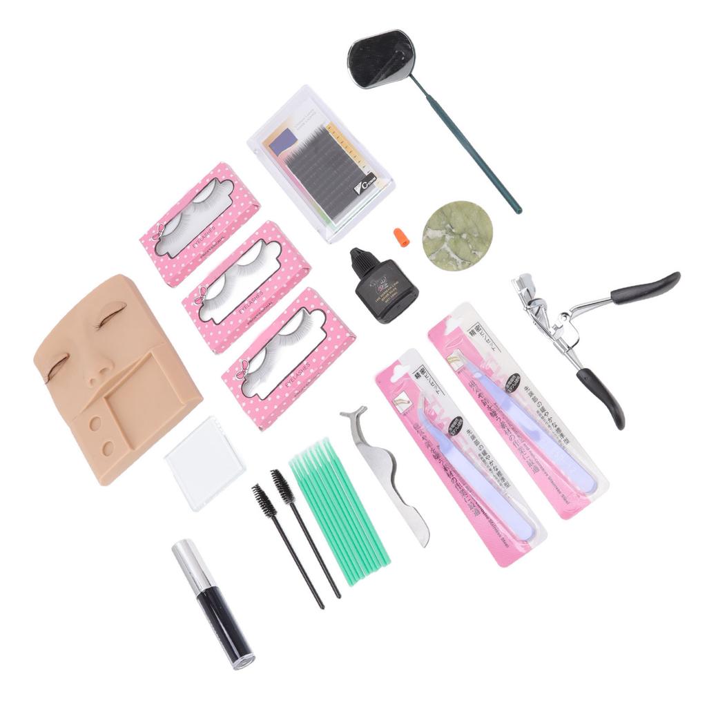 3 in 1 Wimpernverlängerungs-Set Mannequinkopf Falsche Wimpern Grafting Trainingsset für Make-up
