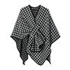Winter Scarf Women Lady Layers Poncho Elegant Luxury Black White Plaid Wrap Shawl Casual Warm Scarve Capa Para Mujer Cloak New