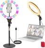 NEEWER ENTRY LEVEL VERSION N37 10.5" RGB Ring Light with Desktop Stand/Phone Holder,for iPhone/Remote, 10W CRI85+ LED Lighting