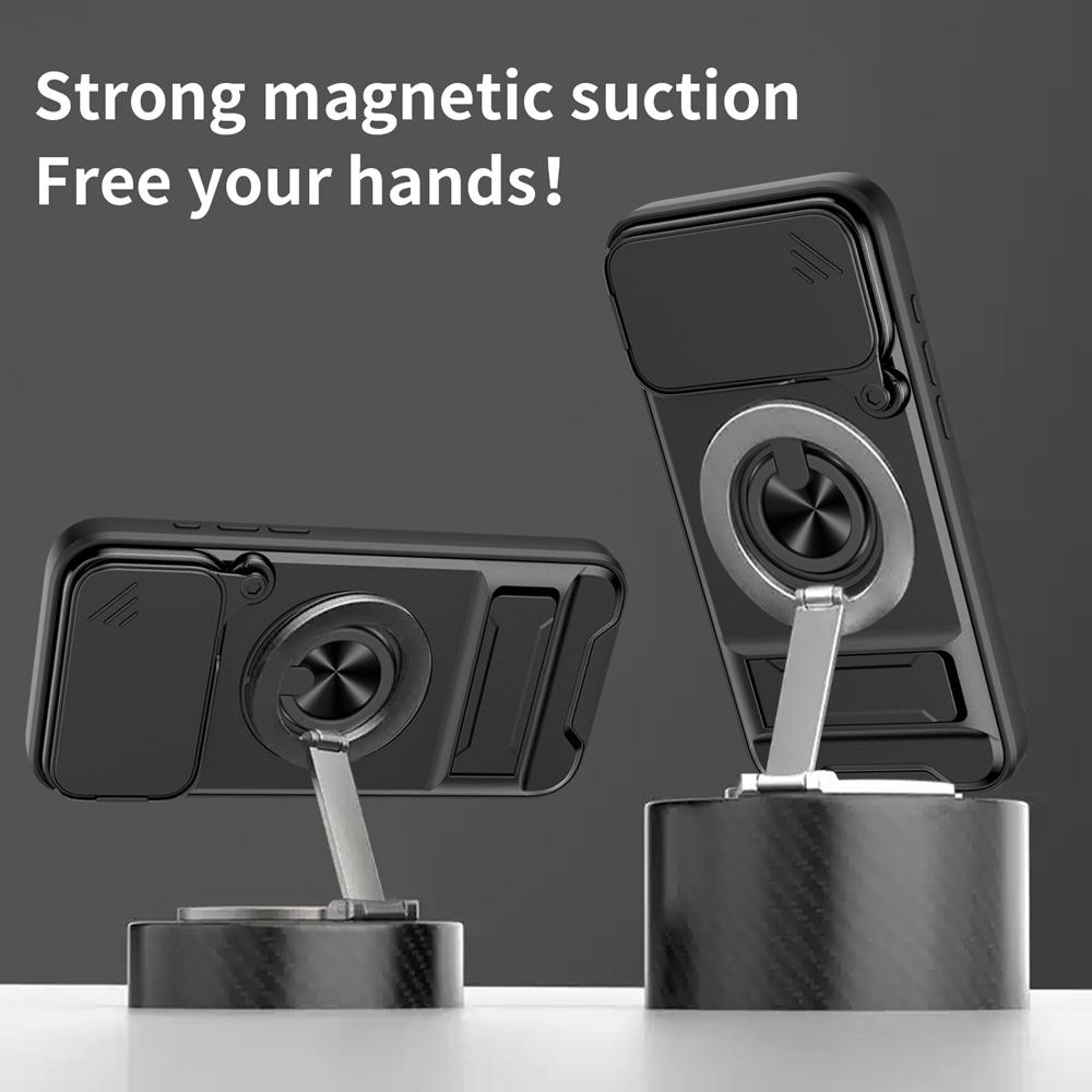 KEYSION Magnetic Phone Case for iPhone 17 Pro Max Slide Camera Protection Upright Kickstand Shockproof Cover for iPhone 17 Air
