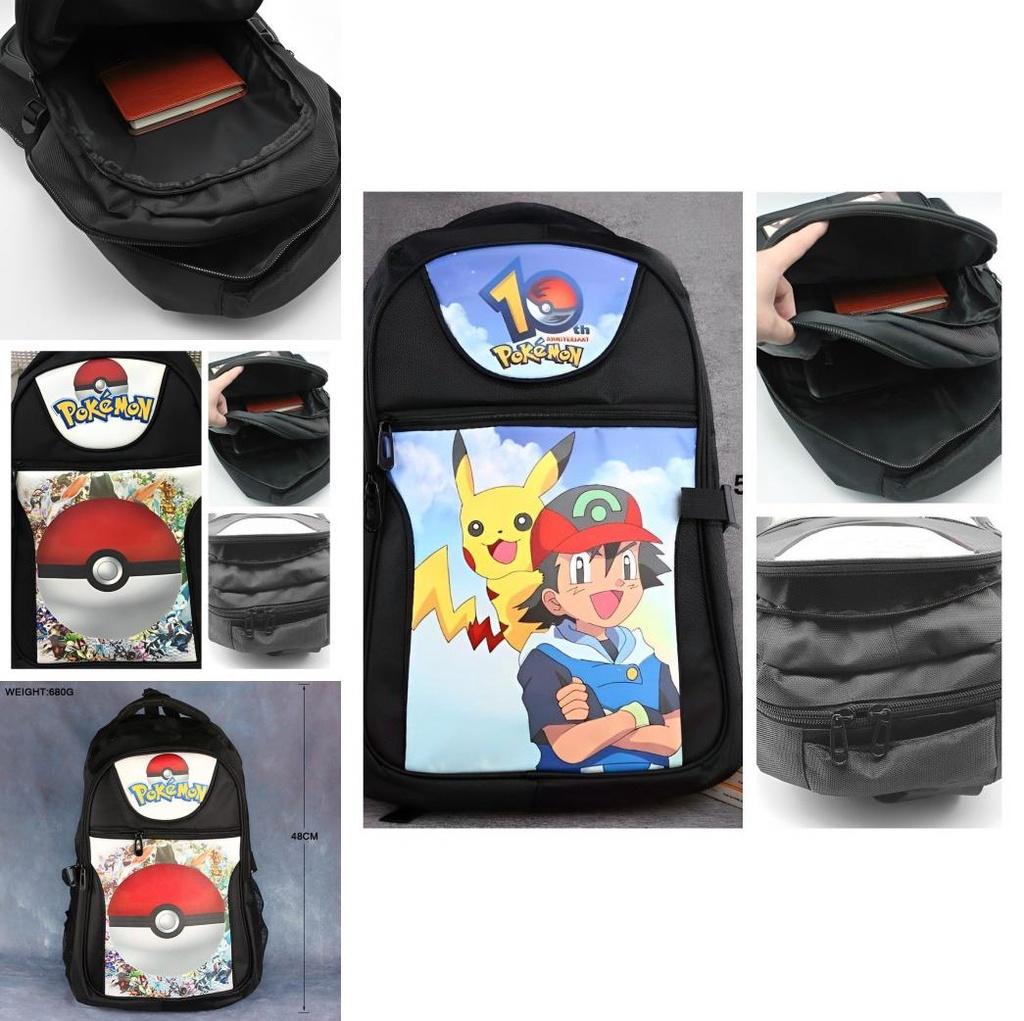 Durable Polyester Pokemon Rucksack 19" Tall Adjustable Shoulder Straps