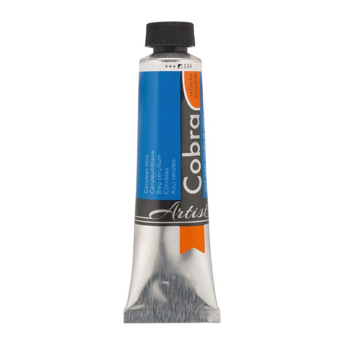 Tinta a óleo - Cobra - Azul Cerúleo - Tubo 40ml - Misturável com água - Qualidade Artista