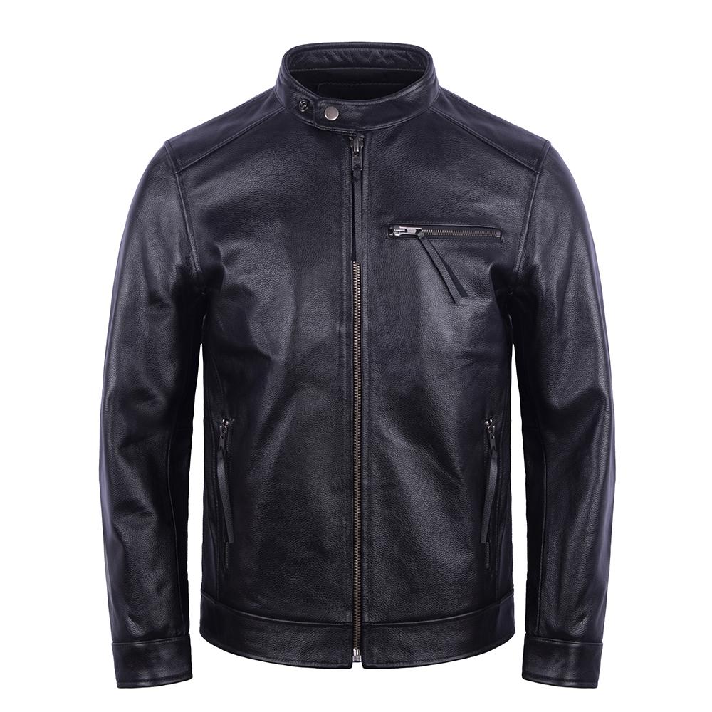 Vintage Red Brown Genuine Cow Men's Leather Jacket Slim Short Cowhide Coat Man Skin Clothes Spring Autumn