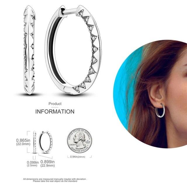 Brincos de argola de prata 925 para mulheres, brilhantes, pavê, cz, joias finas de luxo, brinco