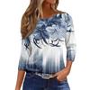 Women's Fashion Casual Round Neck 3/4 Sleeve Loose  Printed T-Shirt Ladies Top